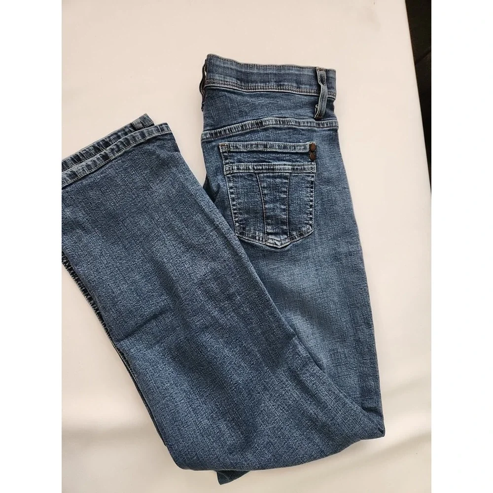 Lee Comfort Waistband Straight Leg  Mid Rise  Blue Wash Womens 28w 27L (8 SHORT)